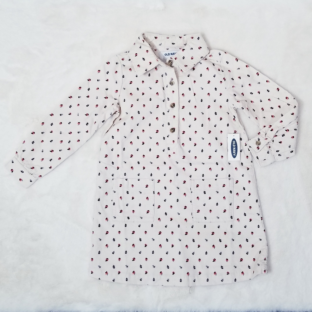 Old Navy Dress Long Sleeve Flower Corduroy  3T
